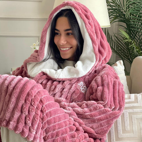Snuggs Blanket Robe Engraved Lines Cashmere